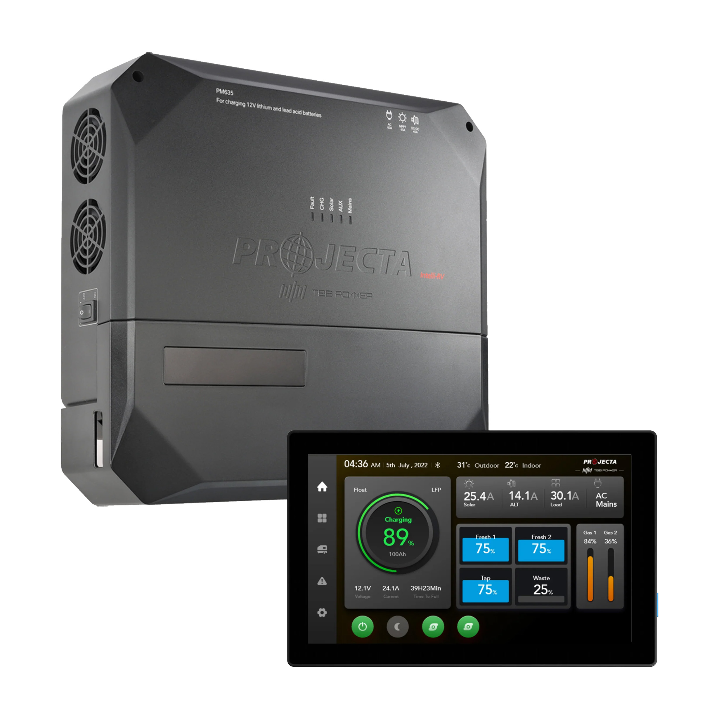 Projecta 12V 60A System, 35A Power Supply, 45A MPPT with 7” Display
